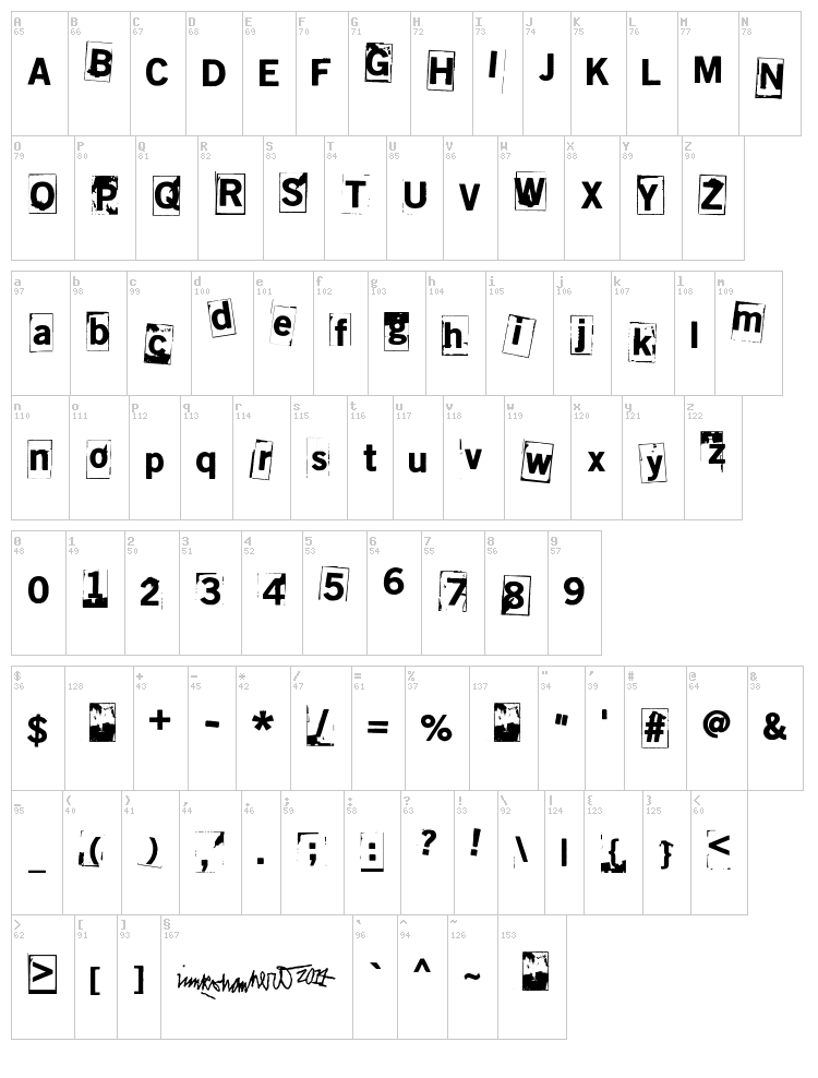 Lumihyeena font map